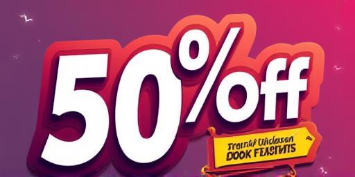 Promotional banner for 50% off discount